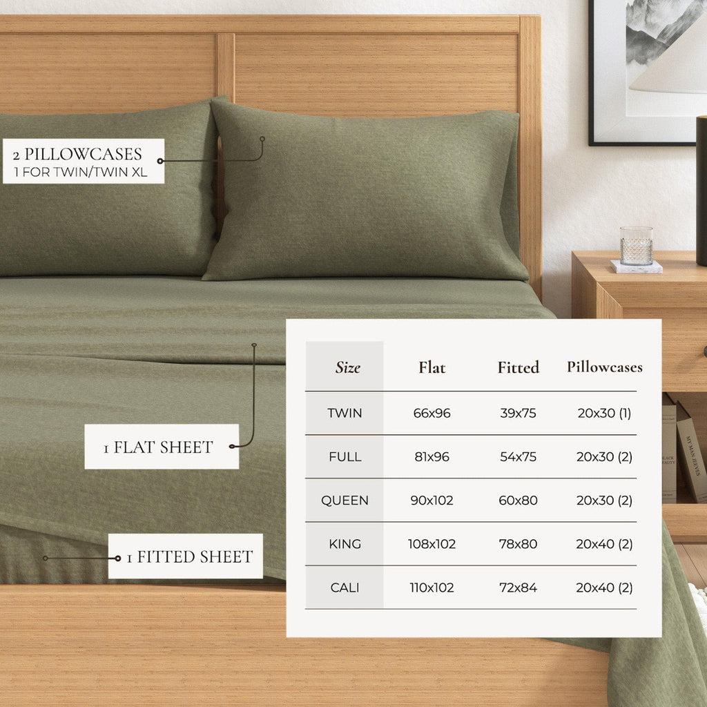 4 Piece Heathered Solid Cotton Blend Flannel Sheet Set - Anders Collection