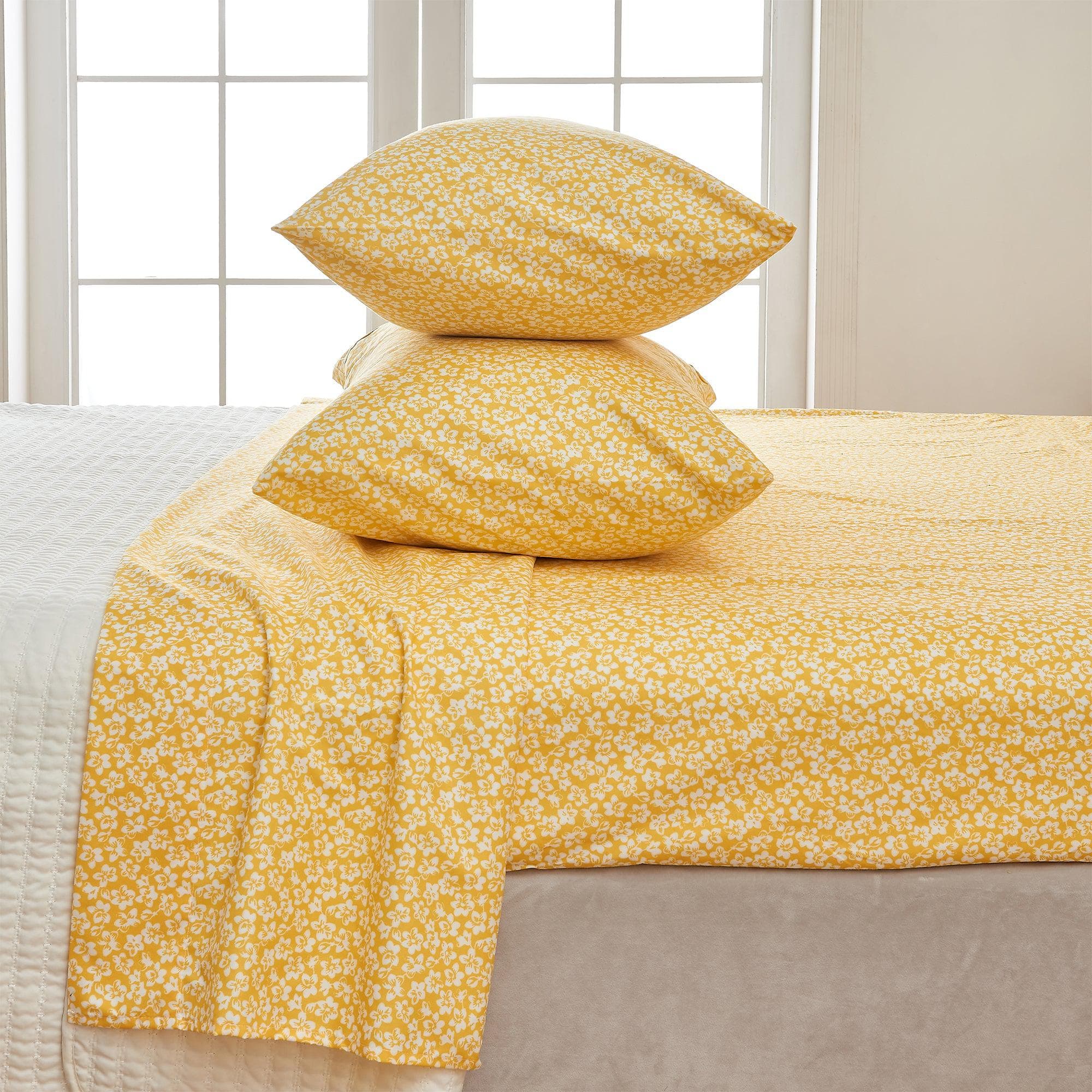 4 Piece Watercolor Floral Microfiber Sheet - Delia Collection
