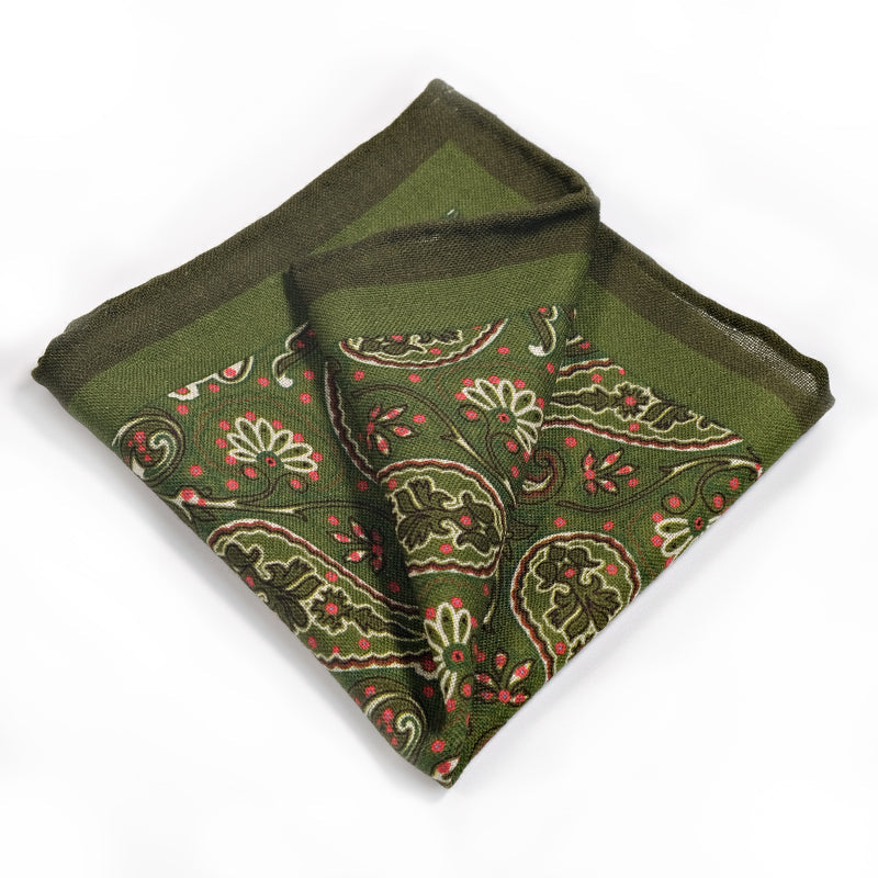 The Grandeur Paisley Wool Pocket Square