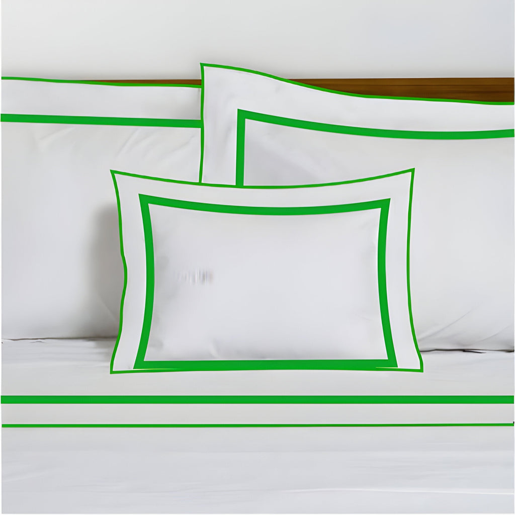 400TC Embroidery & Border Cotton Sateen Solid Duvet Cover Set