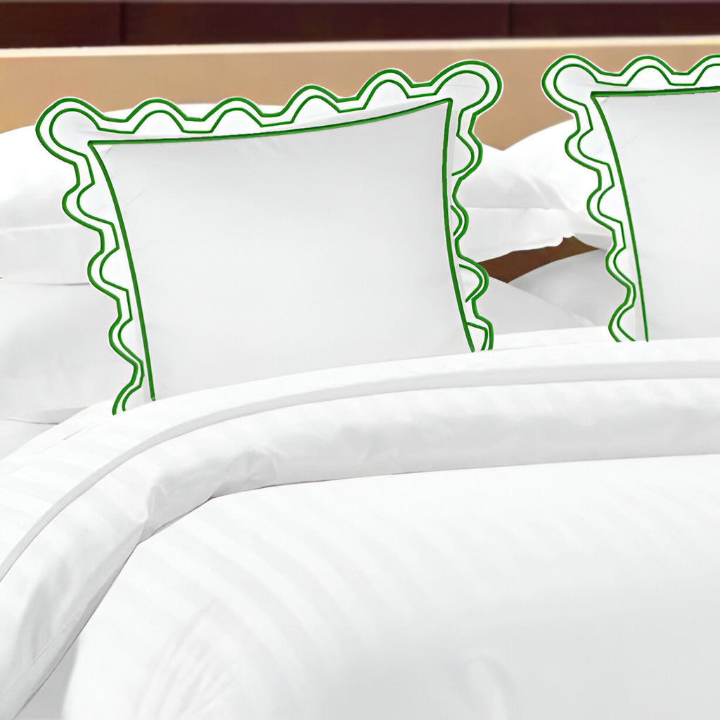 400TC U Shape Scallop Embroidery Cotton Duvet Cover Set