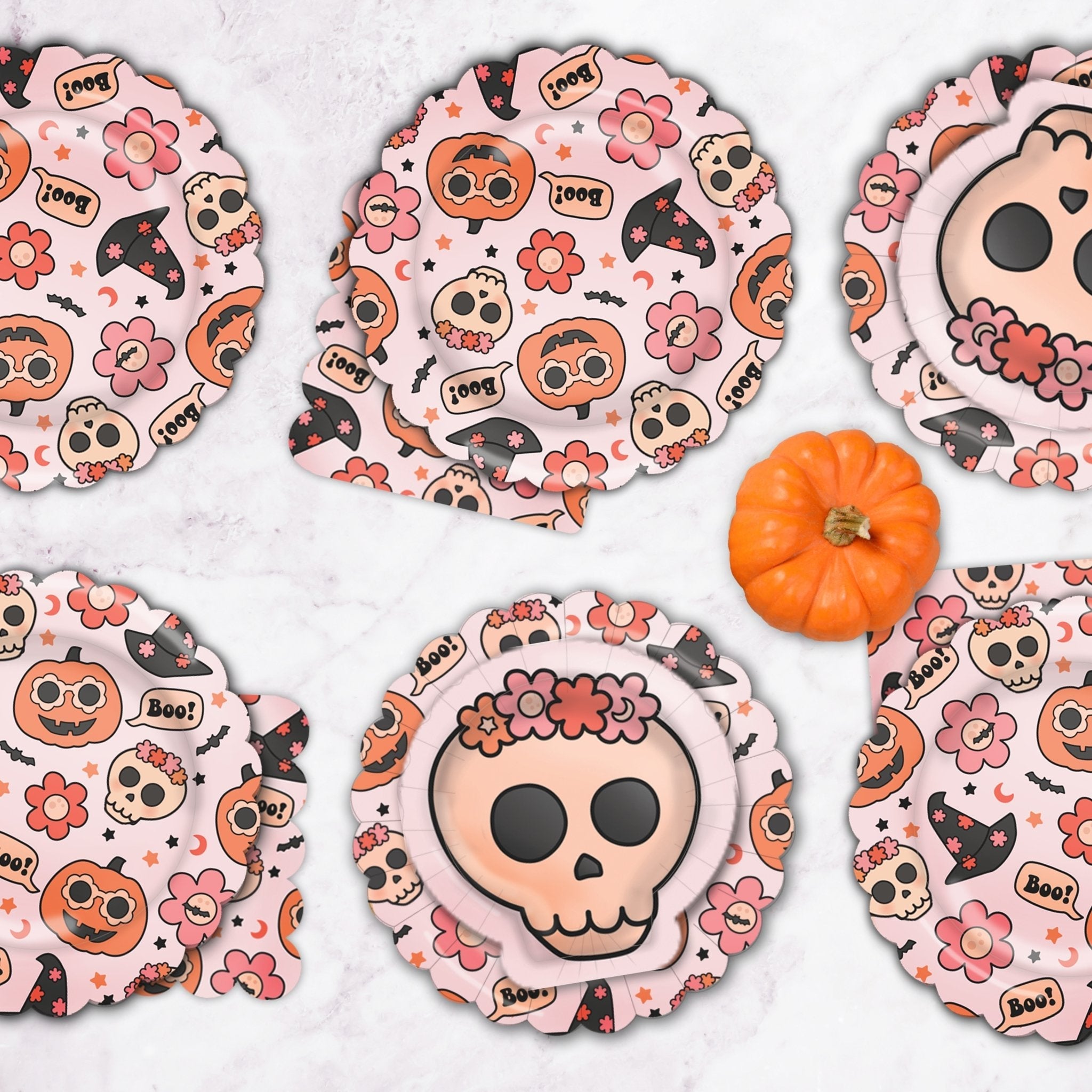 Groovy Halloween Skull Paper Plates