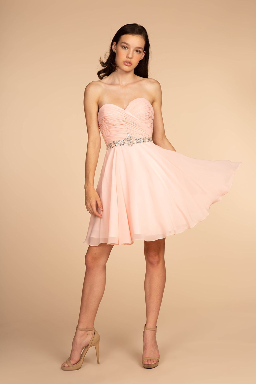 Ruched Strapless Sweetheart Chiffon Short Homecoming Dress GLGS1637