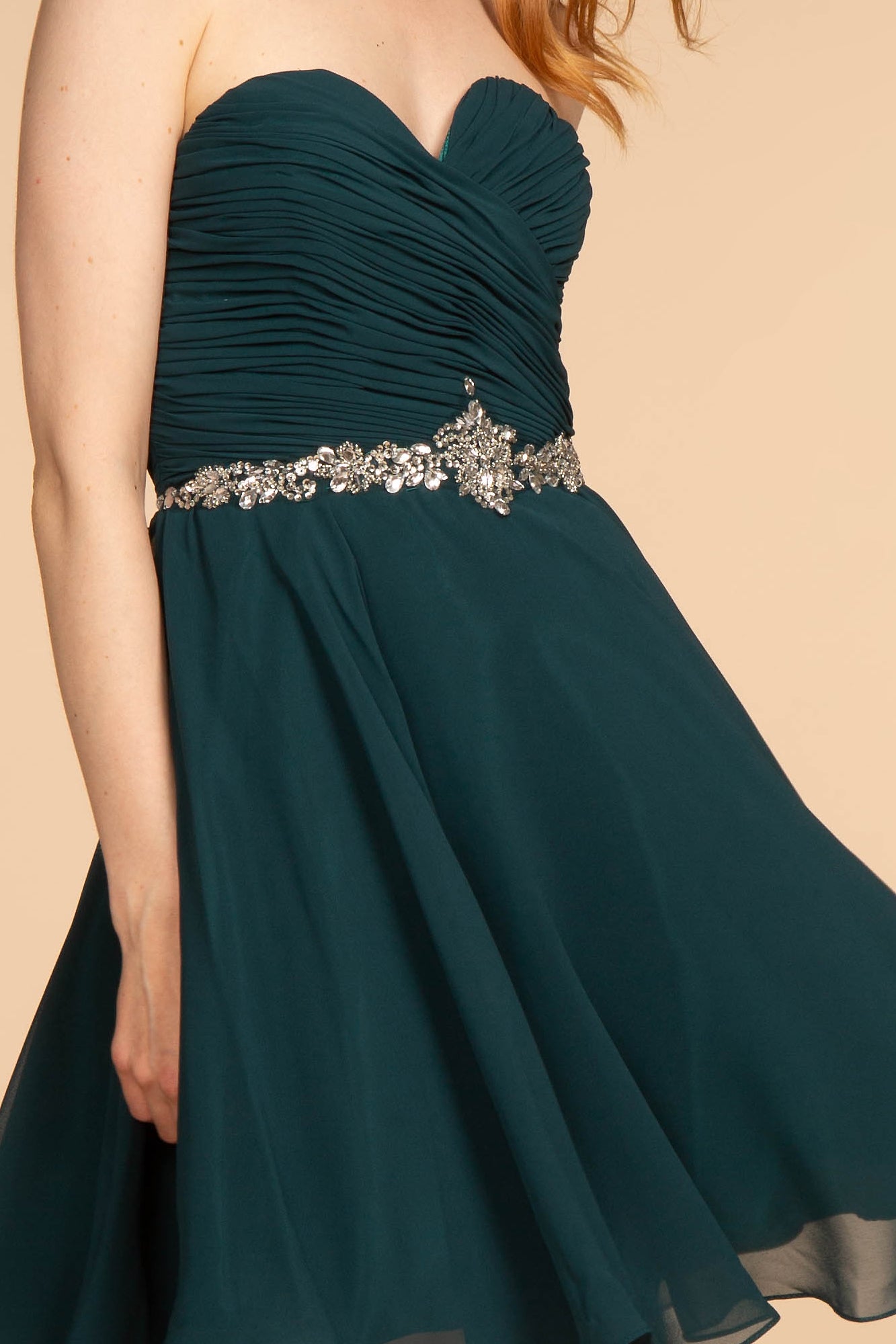 Ruched Strapless Sweetheart Chiffon Short Homecoming Dress GLGS1637
