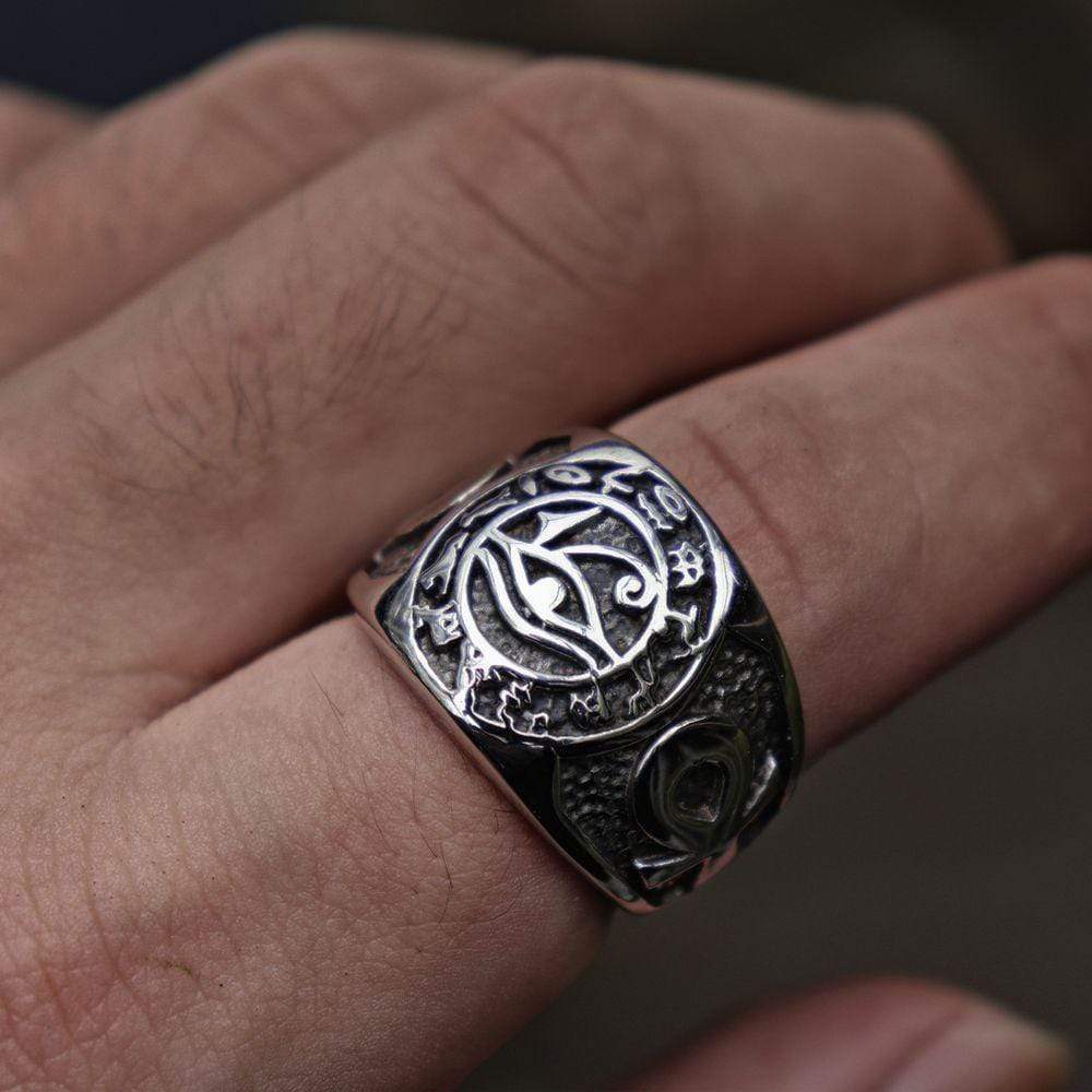 Eye of Ra Ankh Cross Stainless Steel Egypt Ring