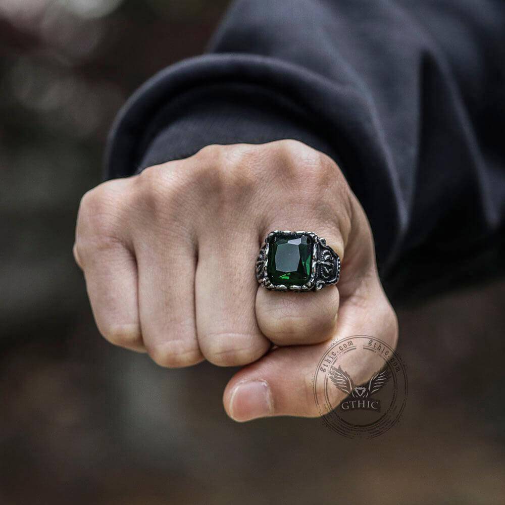 Gothic Crown Stainless Steel CZ Ring