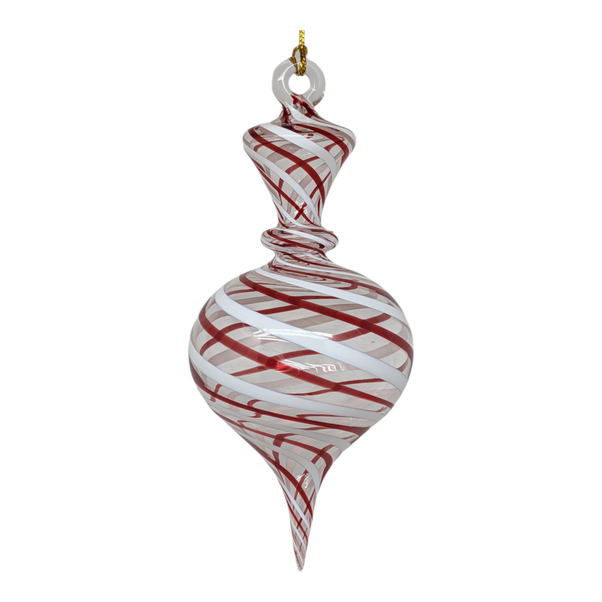 Red & White Swirl Finial Ornament