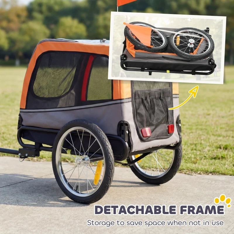 Dog Bike Trailer, Pet Cart Bicycle Carrier with 20" Air Tires, Quick-Release Wheels, Reflectors, Flag