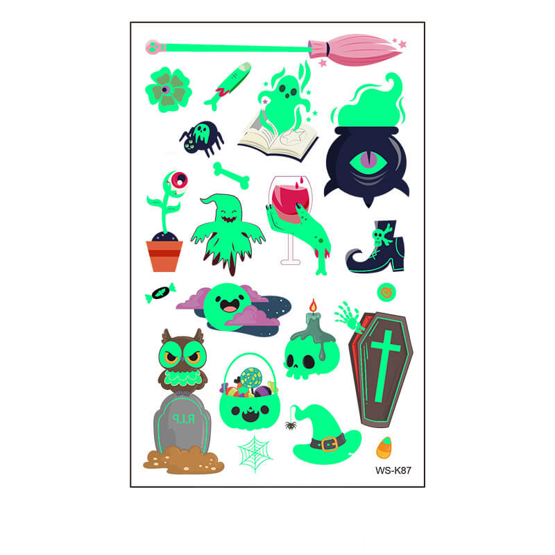 Halloween Cartoon Luminous Waterproof Tattoo Stickers