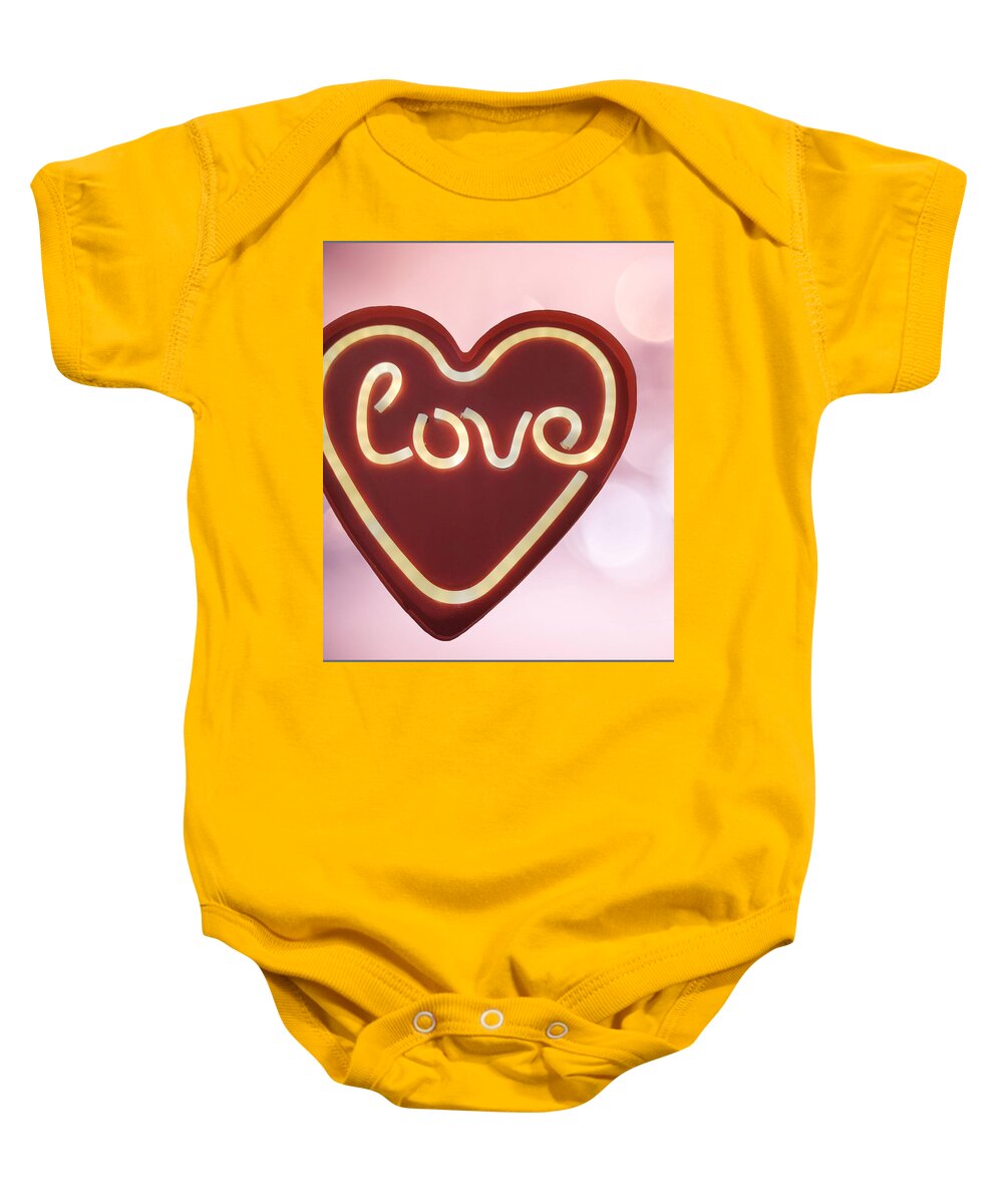 Heart-Shaped Love Neon Sign - Baby Onesie