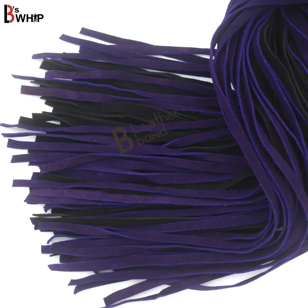 💜🖤 Real Cowhide Suede Leather Flogger 75 Falls Purple and Black Heavy Duty Thuddy Whip | BDSM Impact