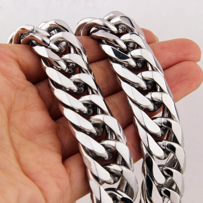 Heavy Polished Cuban Link Chain Stainless Steel Men's Necklace