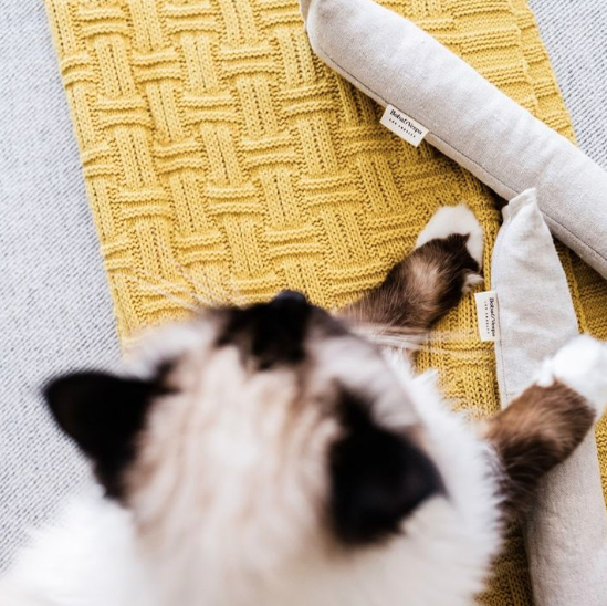Boba & Vespa Cat Kicker Toy for Bunny Kicks in Hemp and Cotton with Organic Catnip
