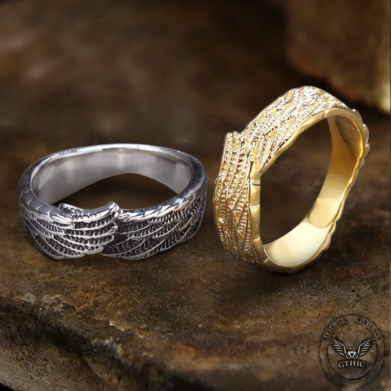 Hugging Angel Wing Stainless Steel Ring