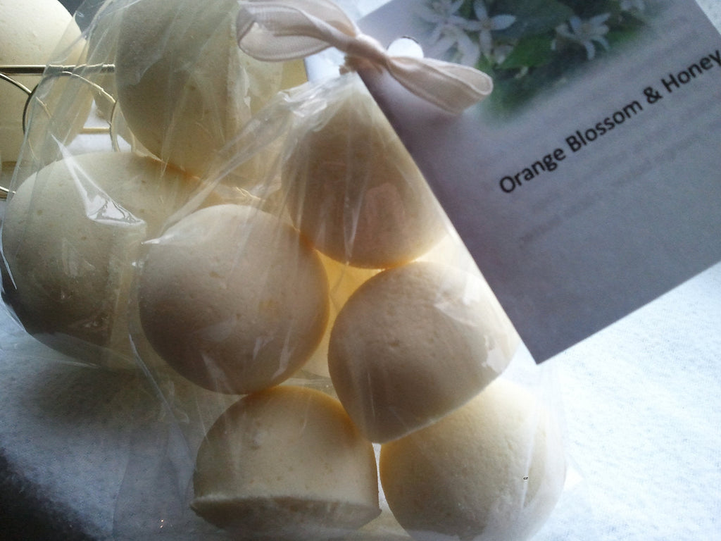 14 bath bombs 1 oz each (Orange Blossom & Honey) gift bag bath fizzies, great for kids, shea, cocoa, 7 ultra rich oils