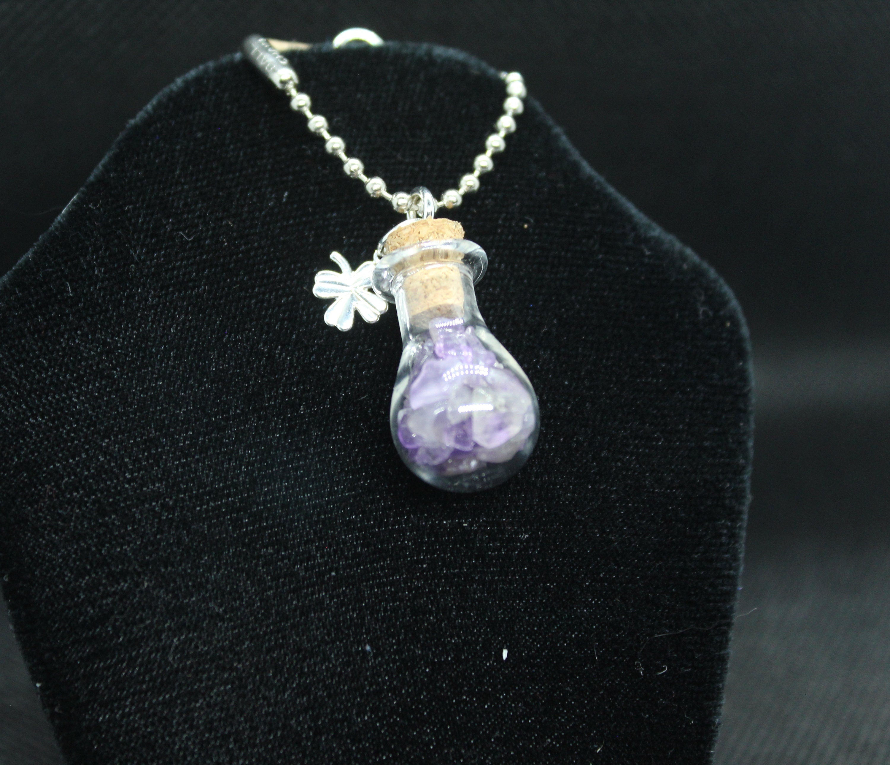 Amethyst Clover Luck Keychain Charm Zipper Pull Crystal Witch Witchy Jewelry Witchcraft Metaphysical
