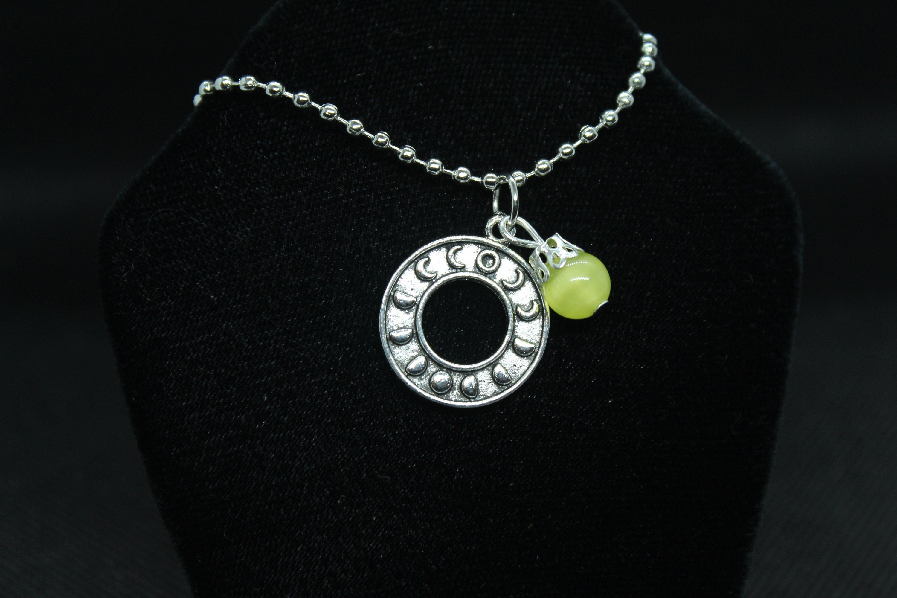 Yellow Moon Phase Necklace Crystal Witch Witchy Jewelry Witchcraft Wicca Wiccan Pagan Metaphysical