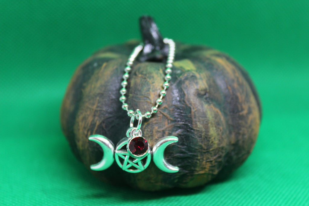 Red Triple Moon Keychain Charm Zipper Pull Crystal Witch Witchy Jewelry Witchcraft Metaphysical