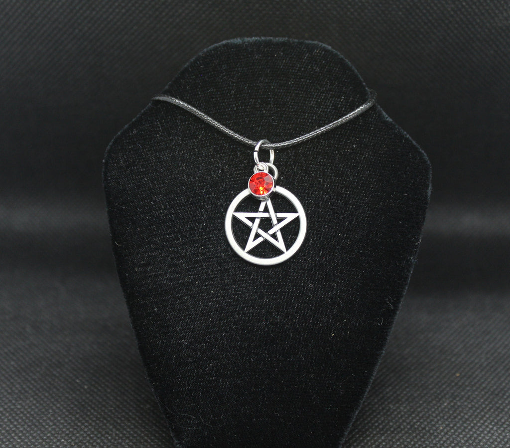 Red Pentacle Pentagram Necklace Crystal Witch Witchy Jewelry Witchcraft Metaphysical