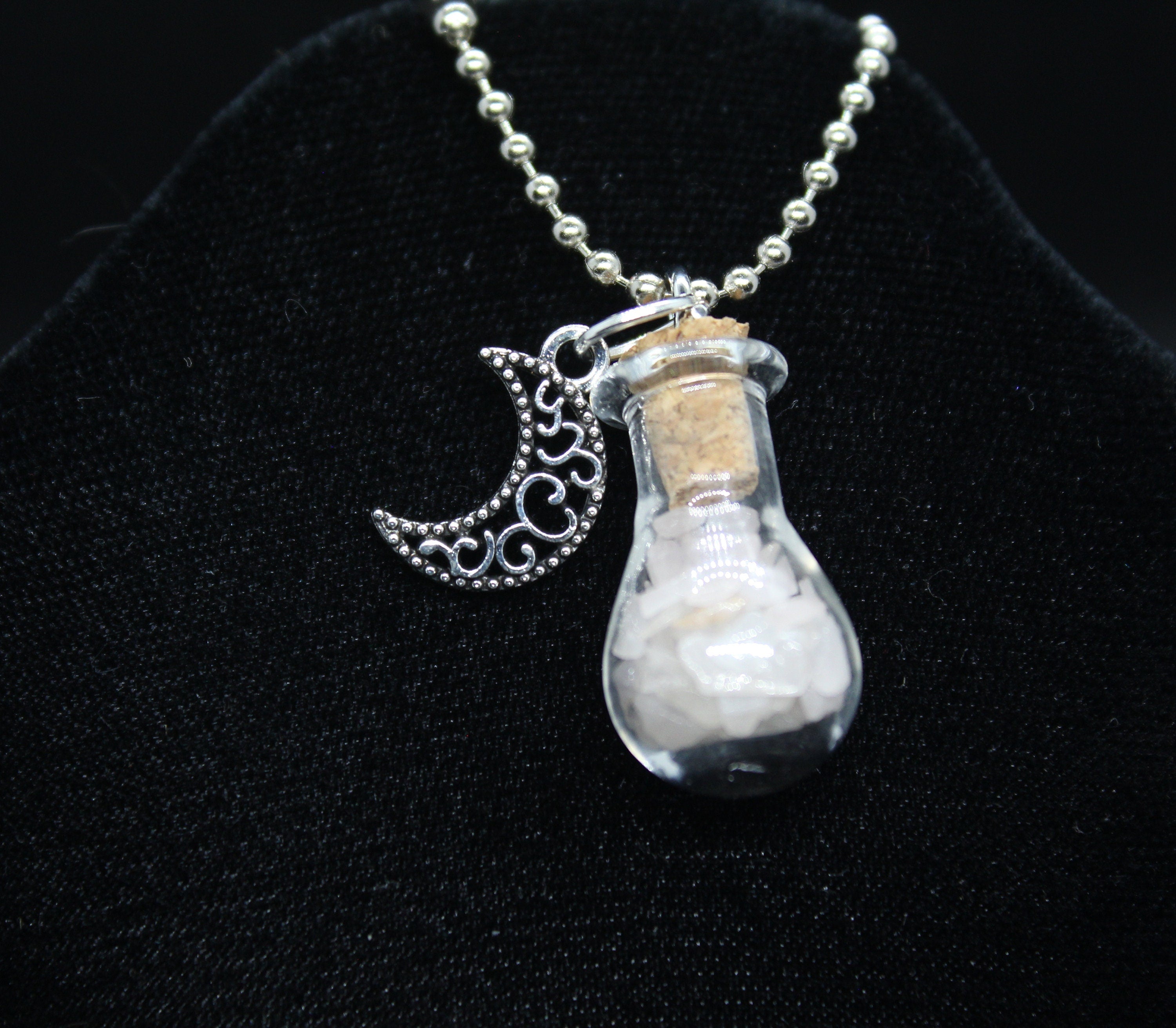 Rose Quartz Moon Keychain Charm Zipper Pull Crystal Witch Witchy Jewelry Witchcraft Metaphysical