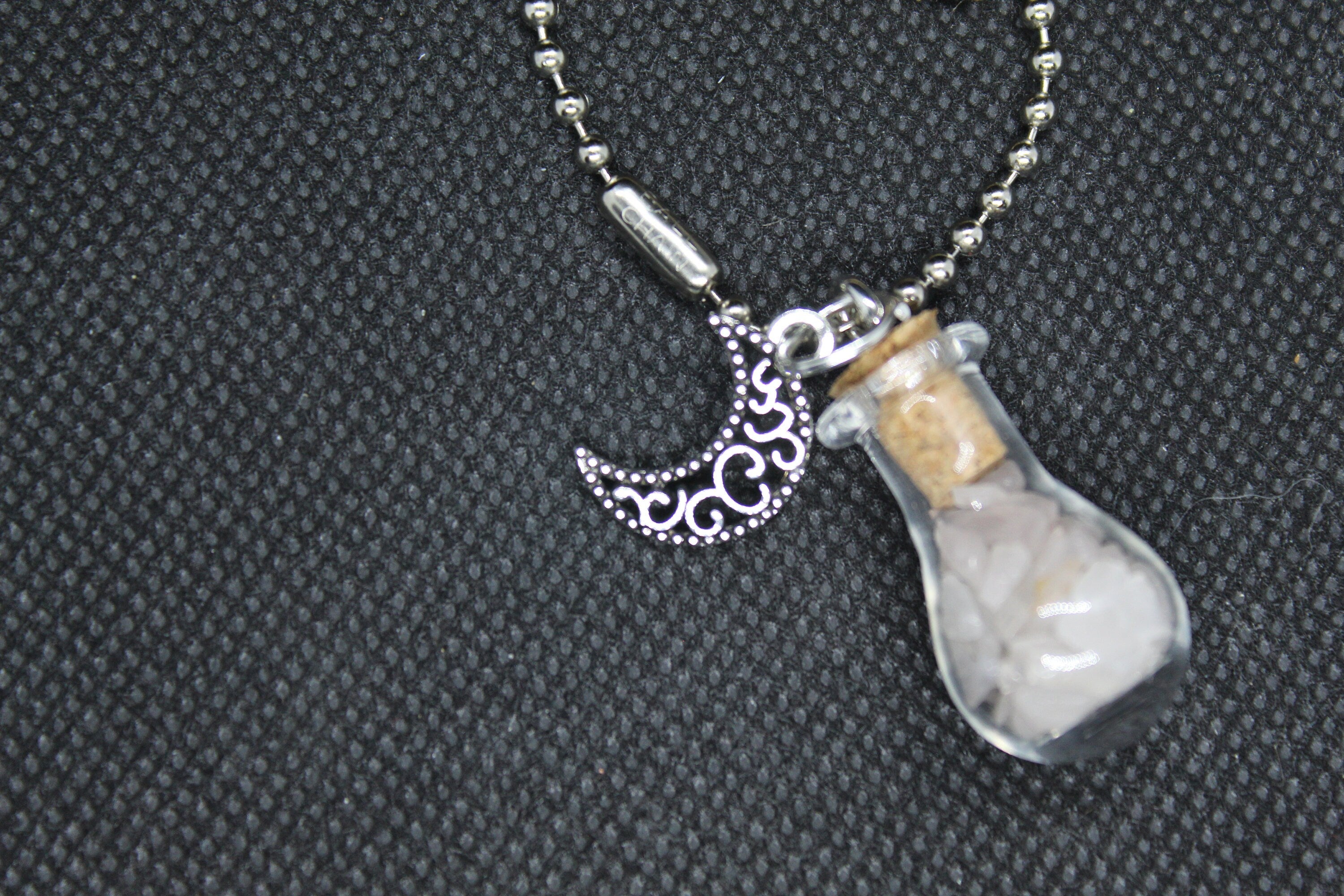 Rose Quartz Moon Keychain Charm Zipper Pull Crystal Witch Witchy Jewelry Witchcraft Metaphysical