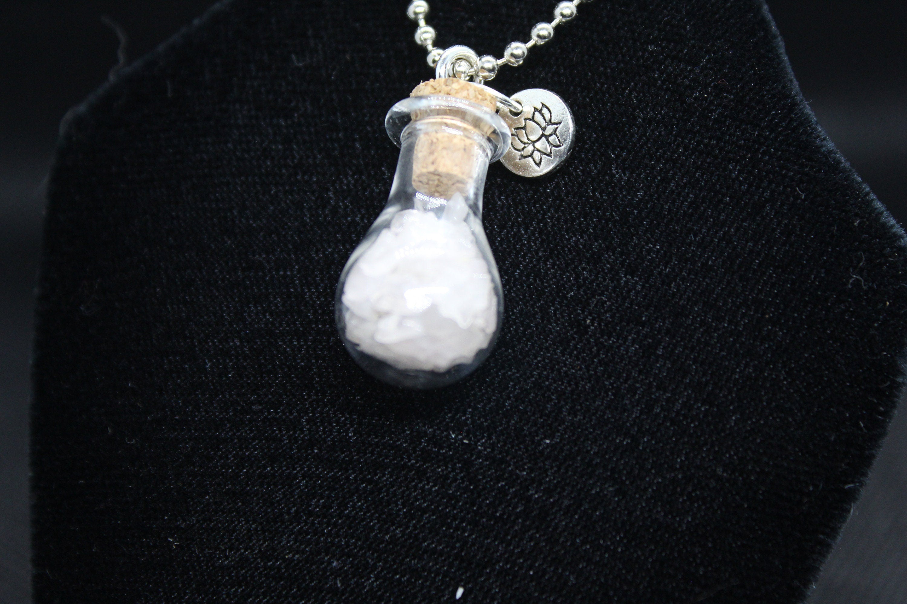 Rose Quartz Lotus Keychain Charm Zipper Pull Crystal Witch Witchy Jewelry Witchcraft Metaphysical