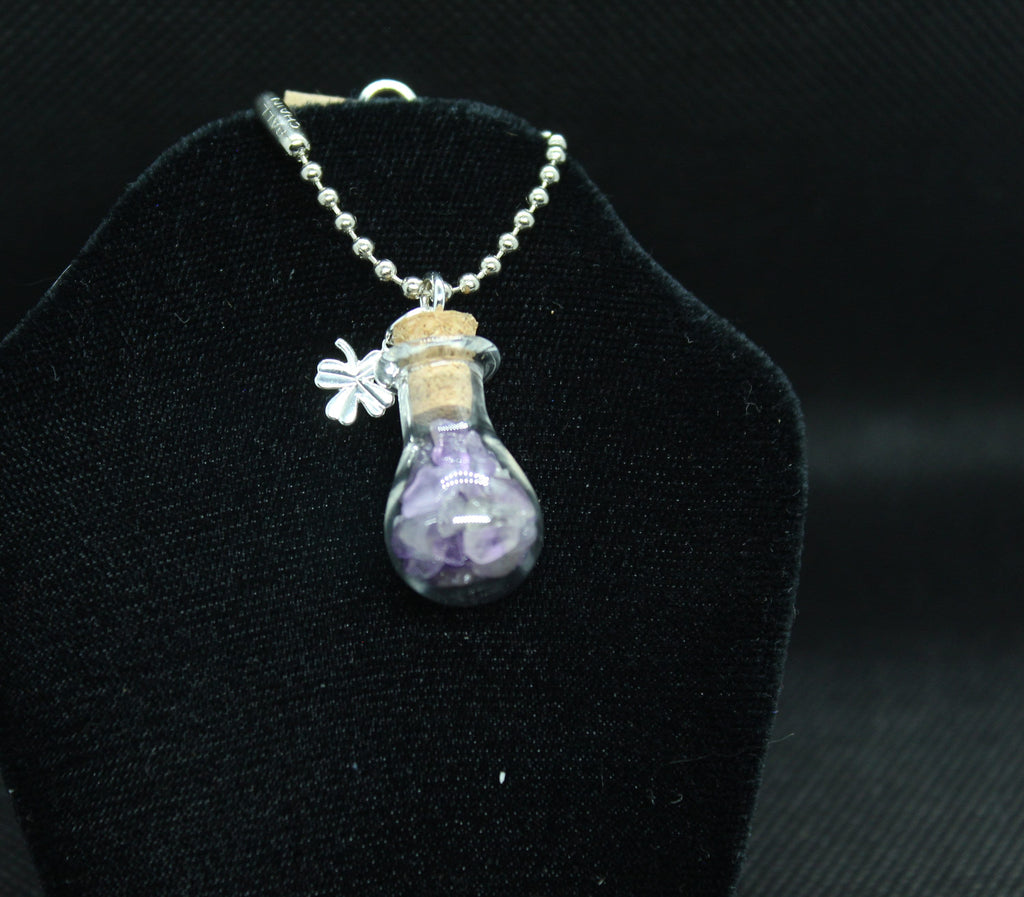 Amethyst Clover Luck Keychain Charm Zipper Pull Crystal Witch Witchy Jewelry Witchcraft Metaphysical