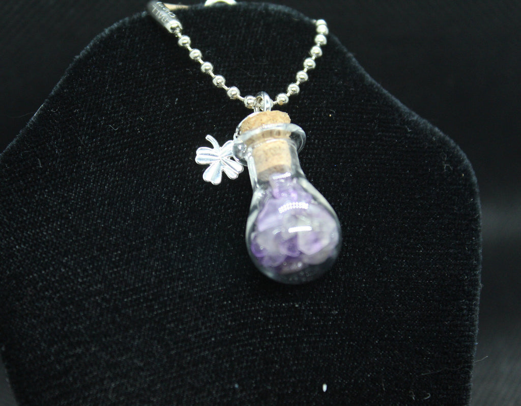 Amethyst Clover Luck Keychain Charm Zipper Pull Crystal Witch Witchy Jewelry Witchcraft Metaphysical