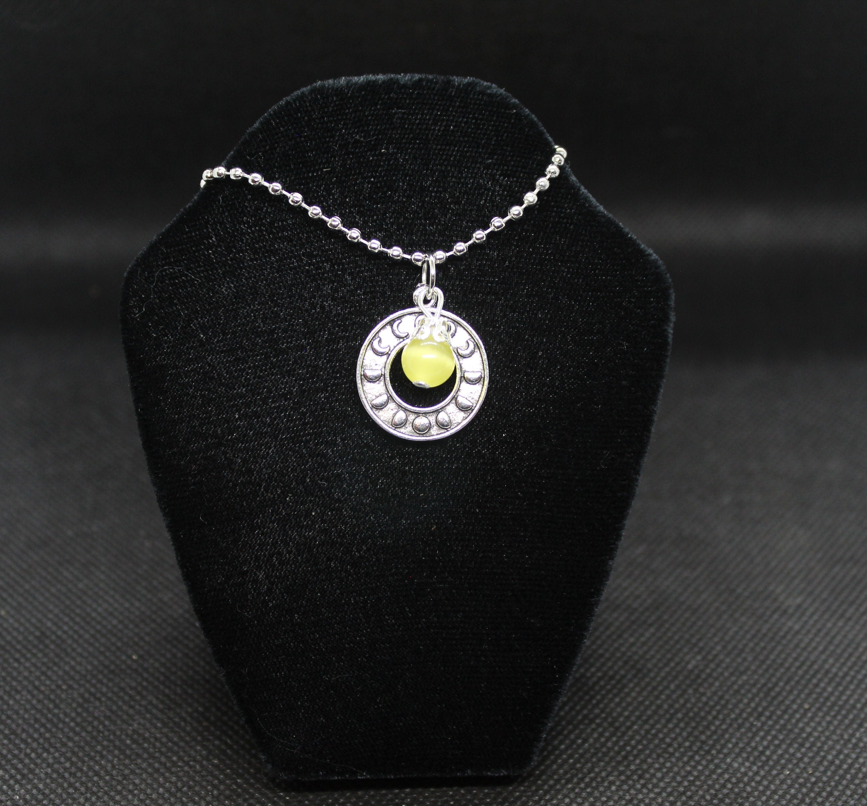 Yellow Moon Phase Necklace Crystal Witch Witchy Jewelry Witchcraft Wicca Wiccan Pagan Metaphysical