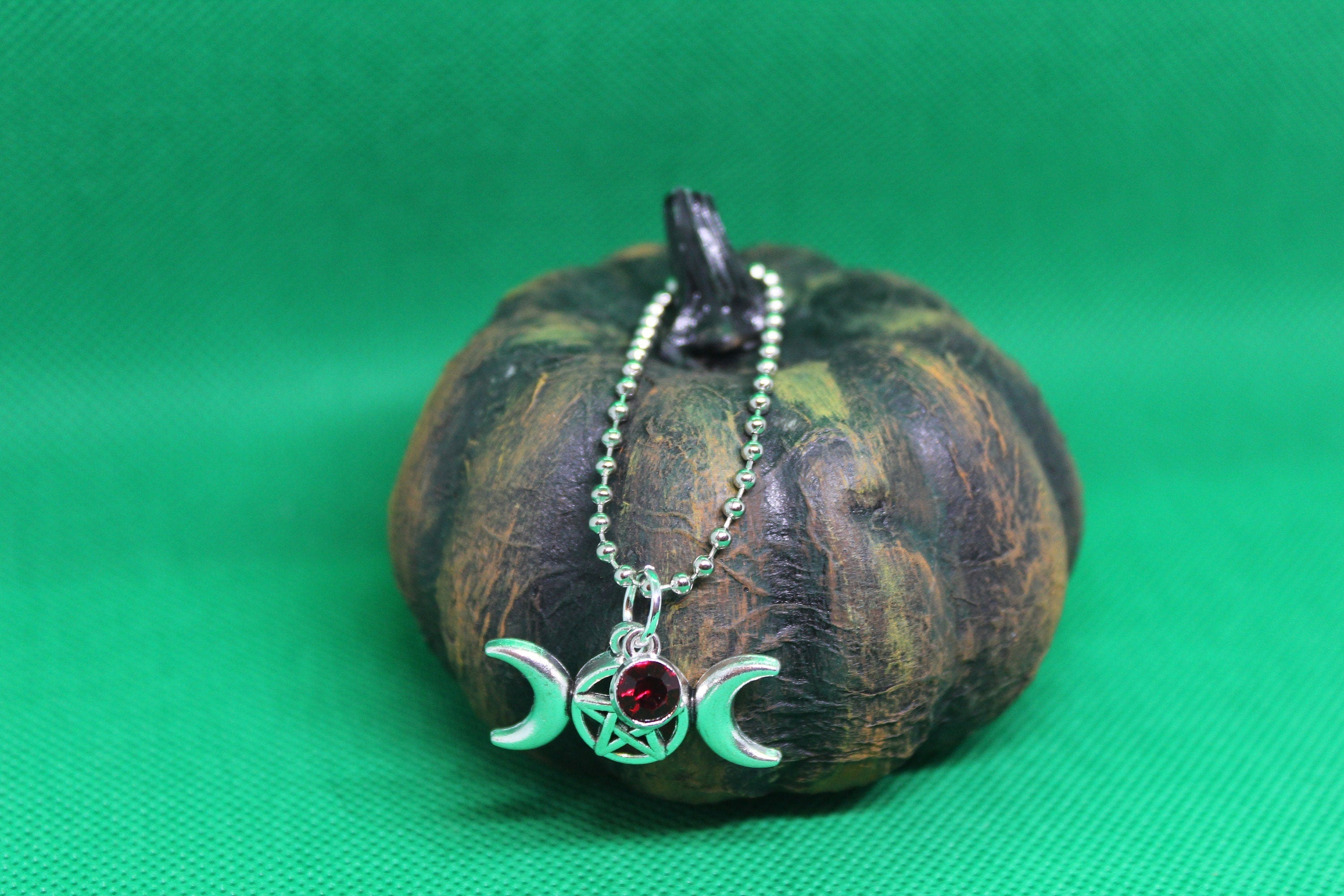 Red Triple Moon Keychain Charm Zipper Pull Crystal Witch Witchy Jewelry Witchcraft Metaphysical