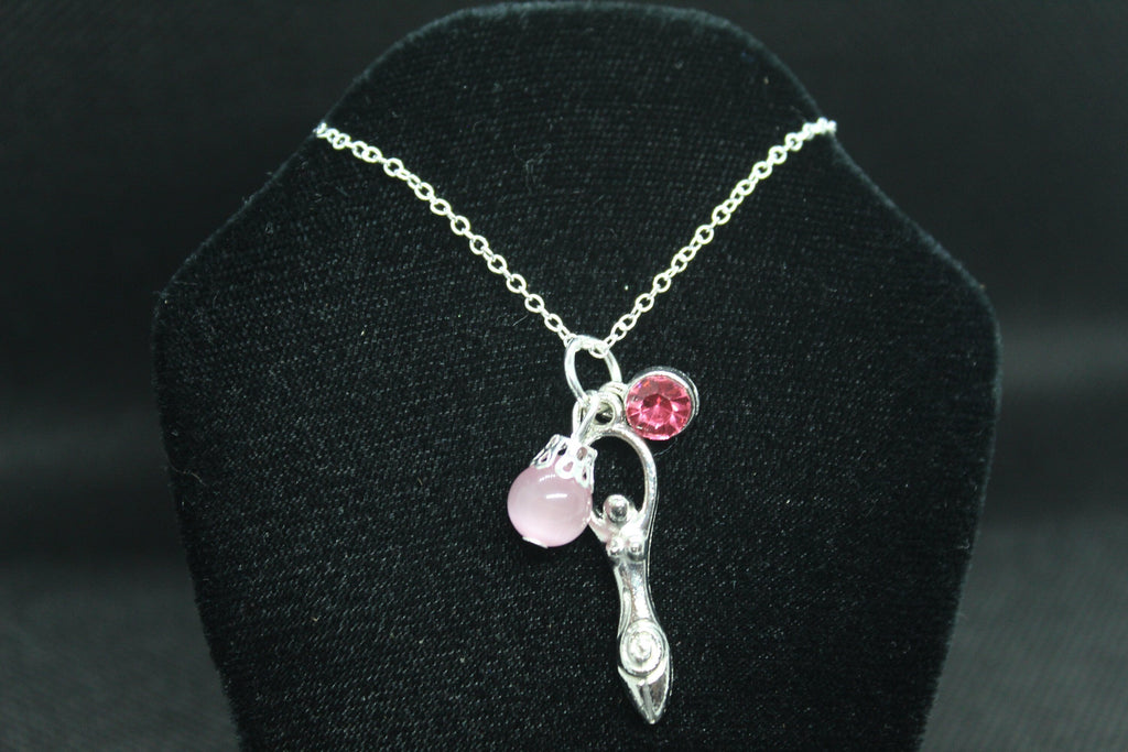 Pink Spiral Goddess Necklace Crystal Witch Witchy Jewelry Witchcraft Wicca Wiccan Pagan Metaphysical