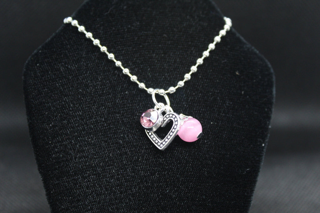 Pink Heart Cat's Eye Necklace Crystal Witch Witchy Jewelry Witchcraft Wicca Wiccan Pagan Metaphysical