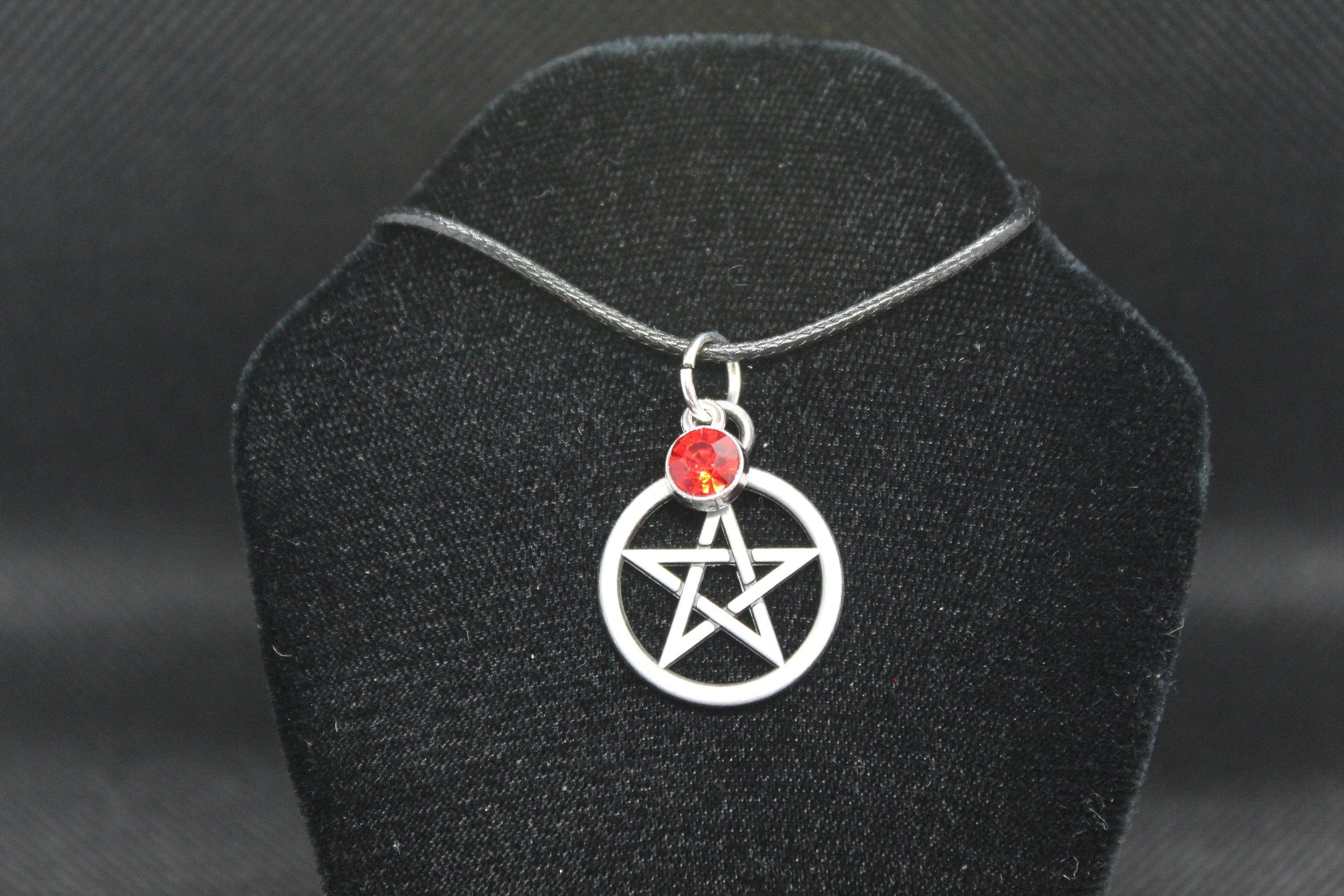 Red Pentacle Pentagram Necklace Crystal Witch Witchy Jewelry Witchcraft Metaphysical