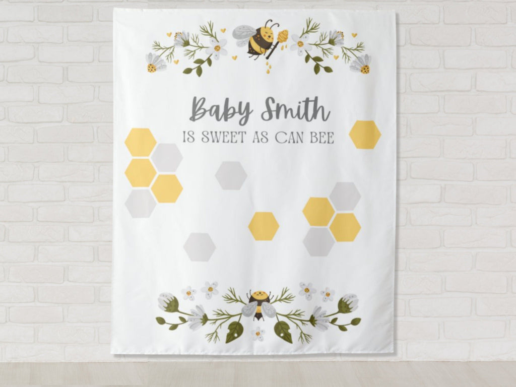 Sweet as Can Bee Personalized Baby Shower Backdrop | Mama Bee Custom Party Backdrop