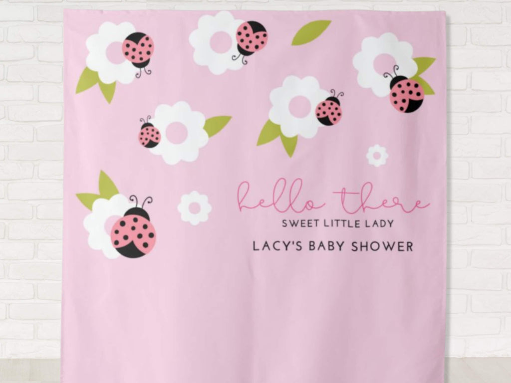Little Ladybug Personalized Baby Shower Backdrop | Custom Sweet Little Lady Party Backdrop
