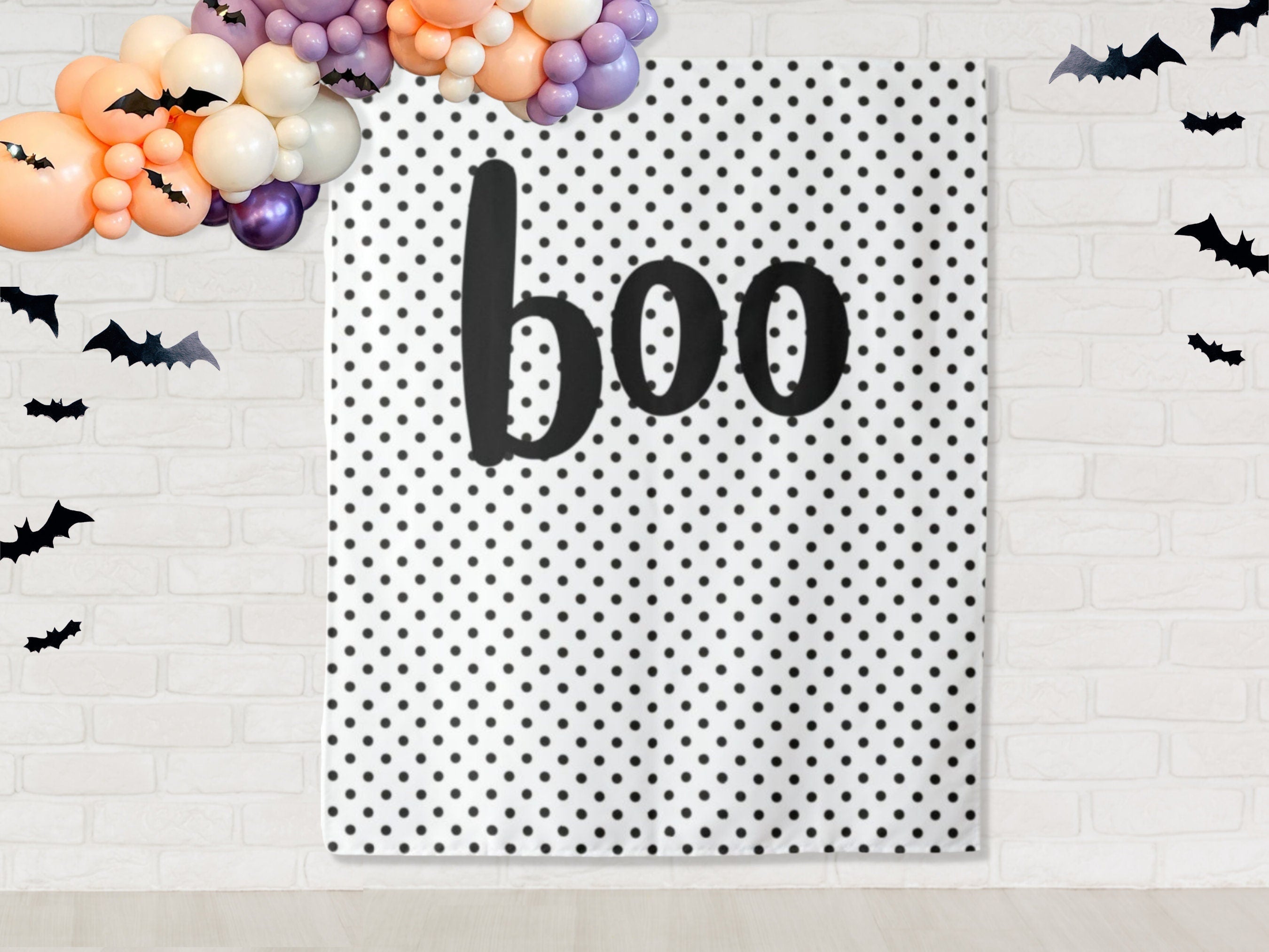 Custom Boo Polka Dot Halloween Party Backdrop | Happy Halloween Photo Booth