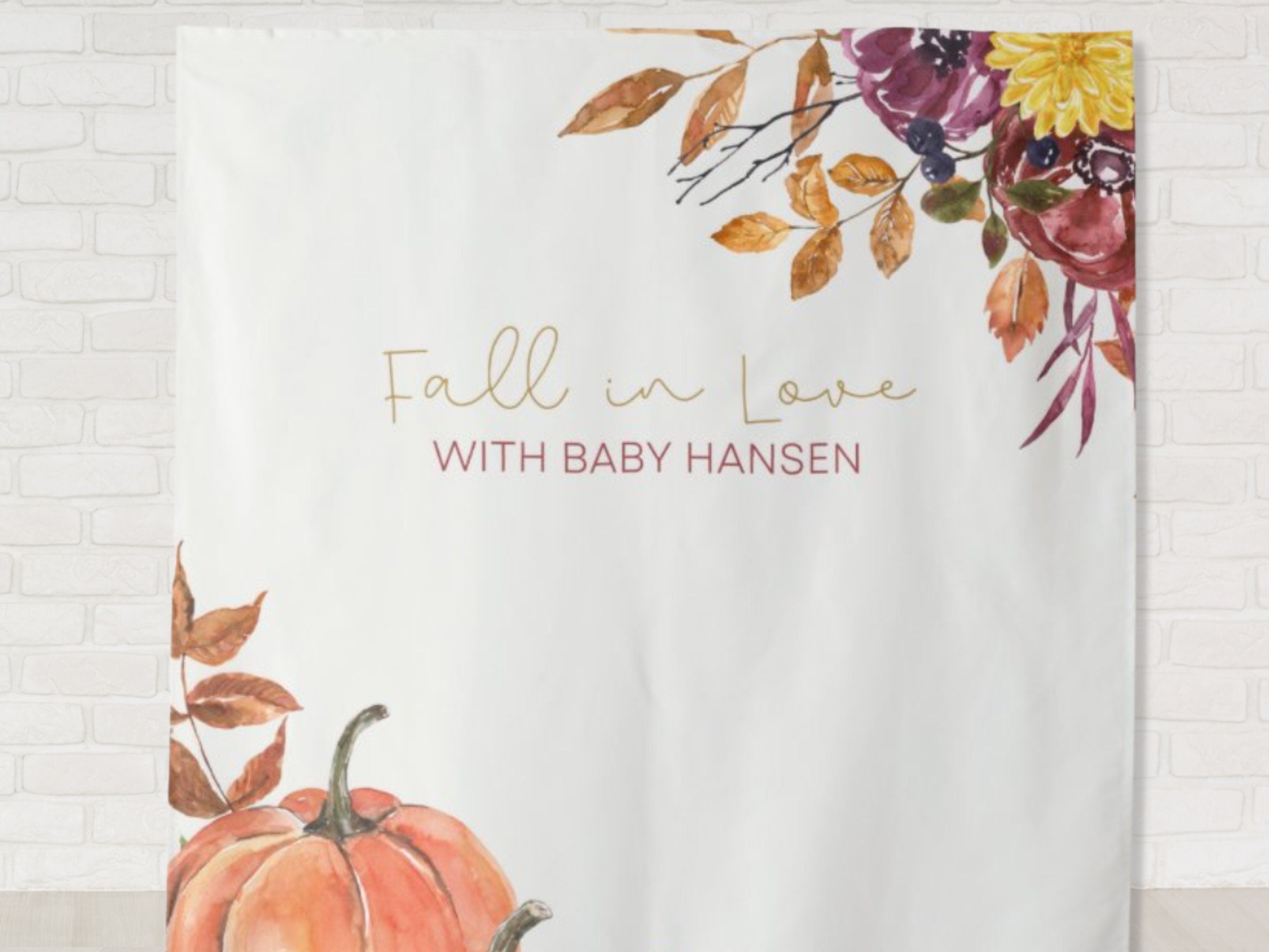 Watercolor Autumn Floral Fall in Love Banner