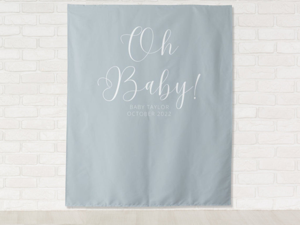 Oh Baby Personalized Baby Shower Banner | Boy or Girl Custom Party Backdrop