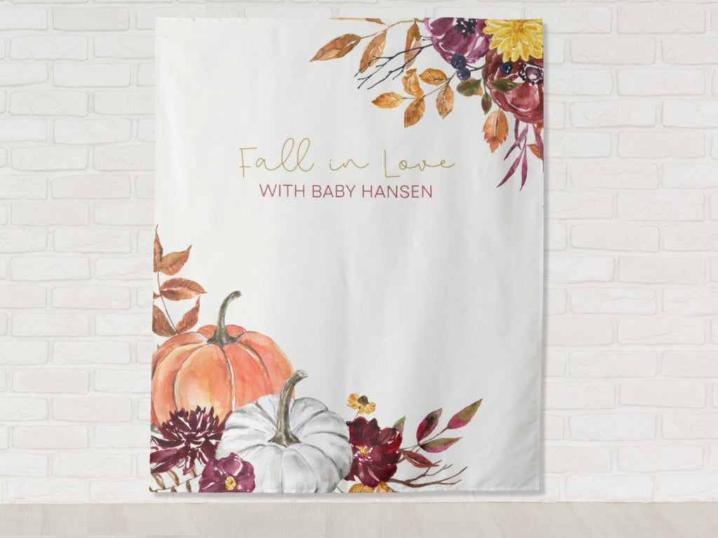 Watercolor Autumn Floral Fall in Love Banner