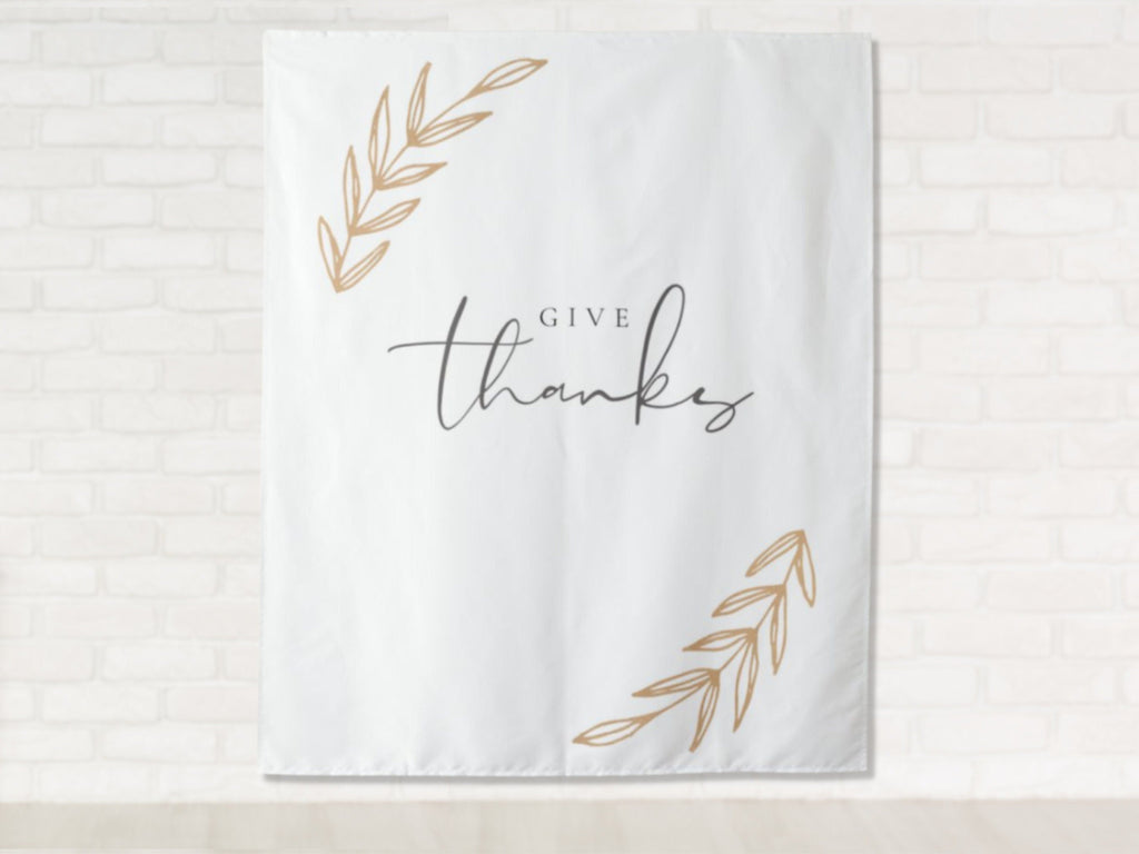 Give Thanks Boho Thanksgiving Custom Backdrop | Custom Thanksgiving or Friendsgiving Party Backdrop