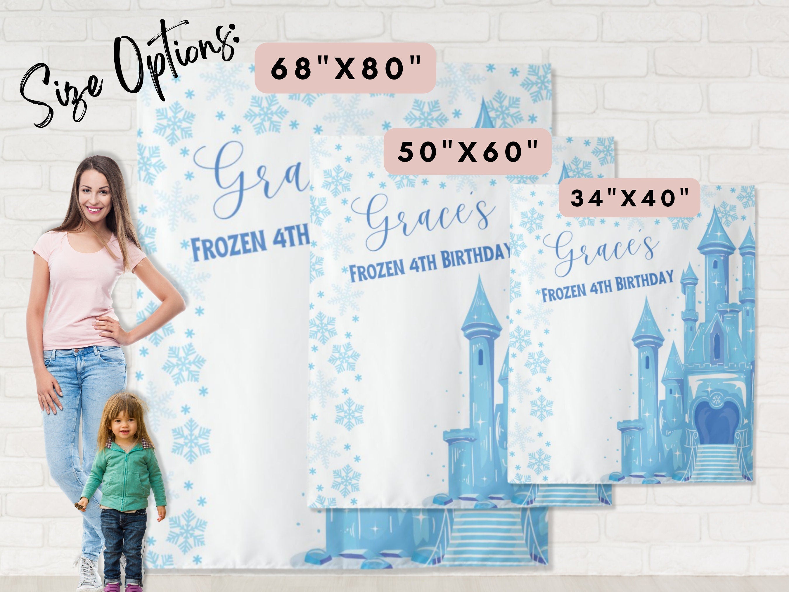 Frozen Birthday Party Backdrop Banner II