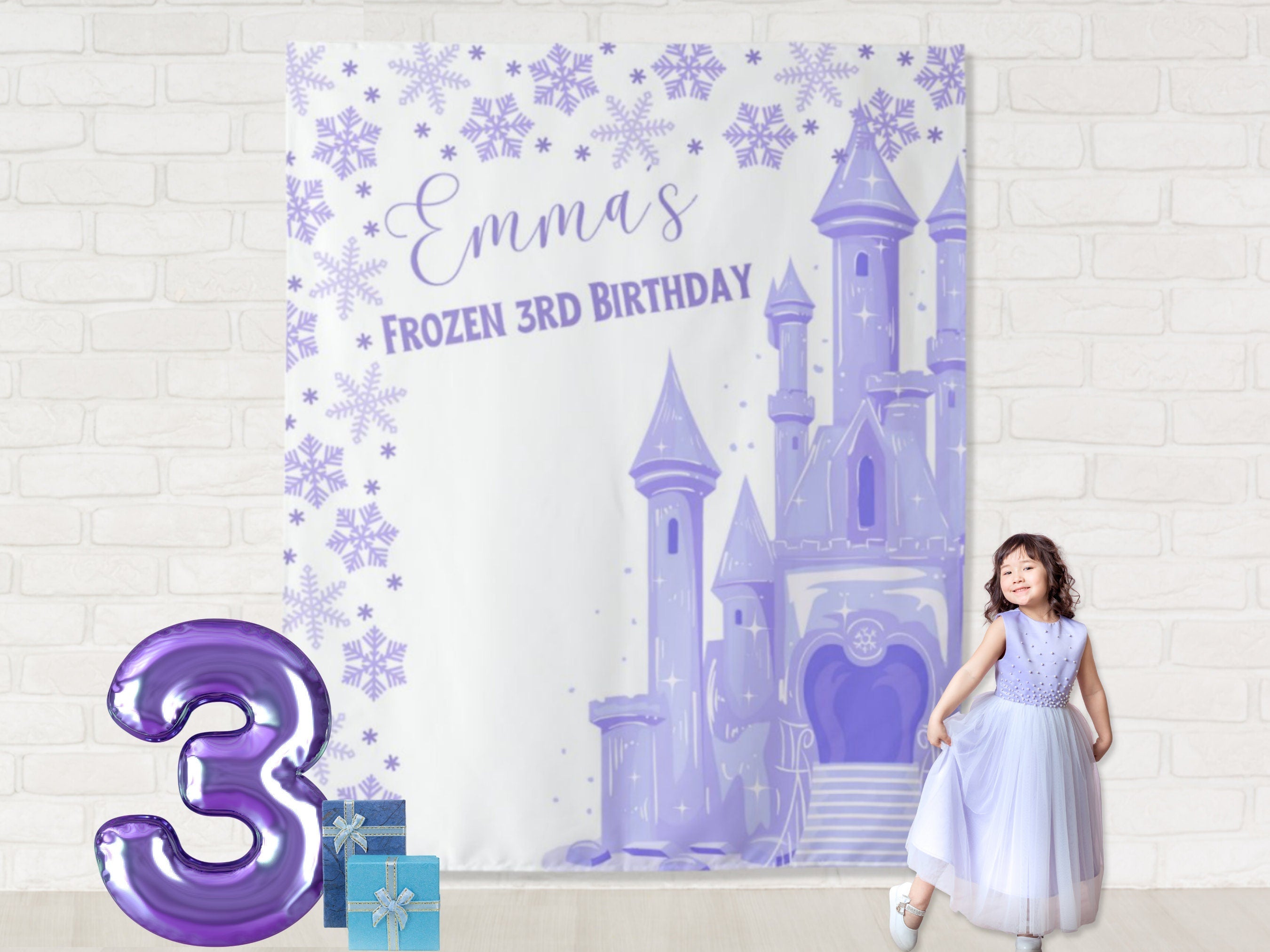 Frozen Birthday Party Backdrop Banner II