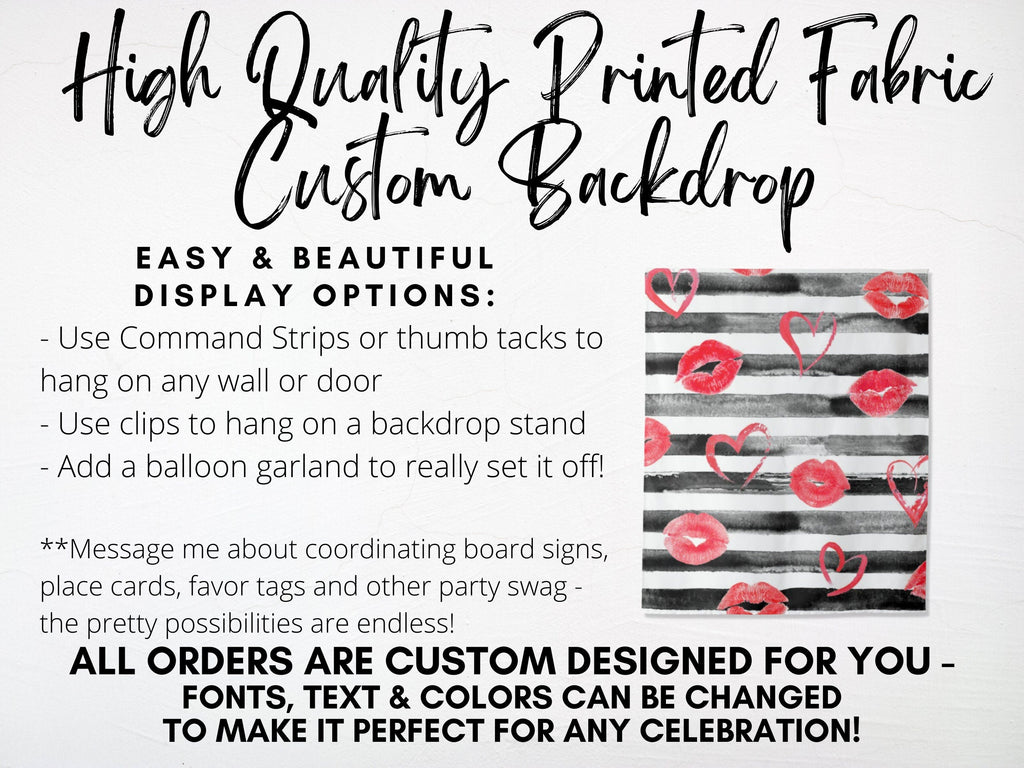 Black and White Watercolor with Red Lips Banner Backdrop