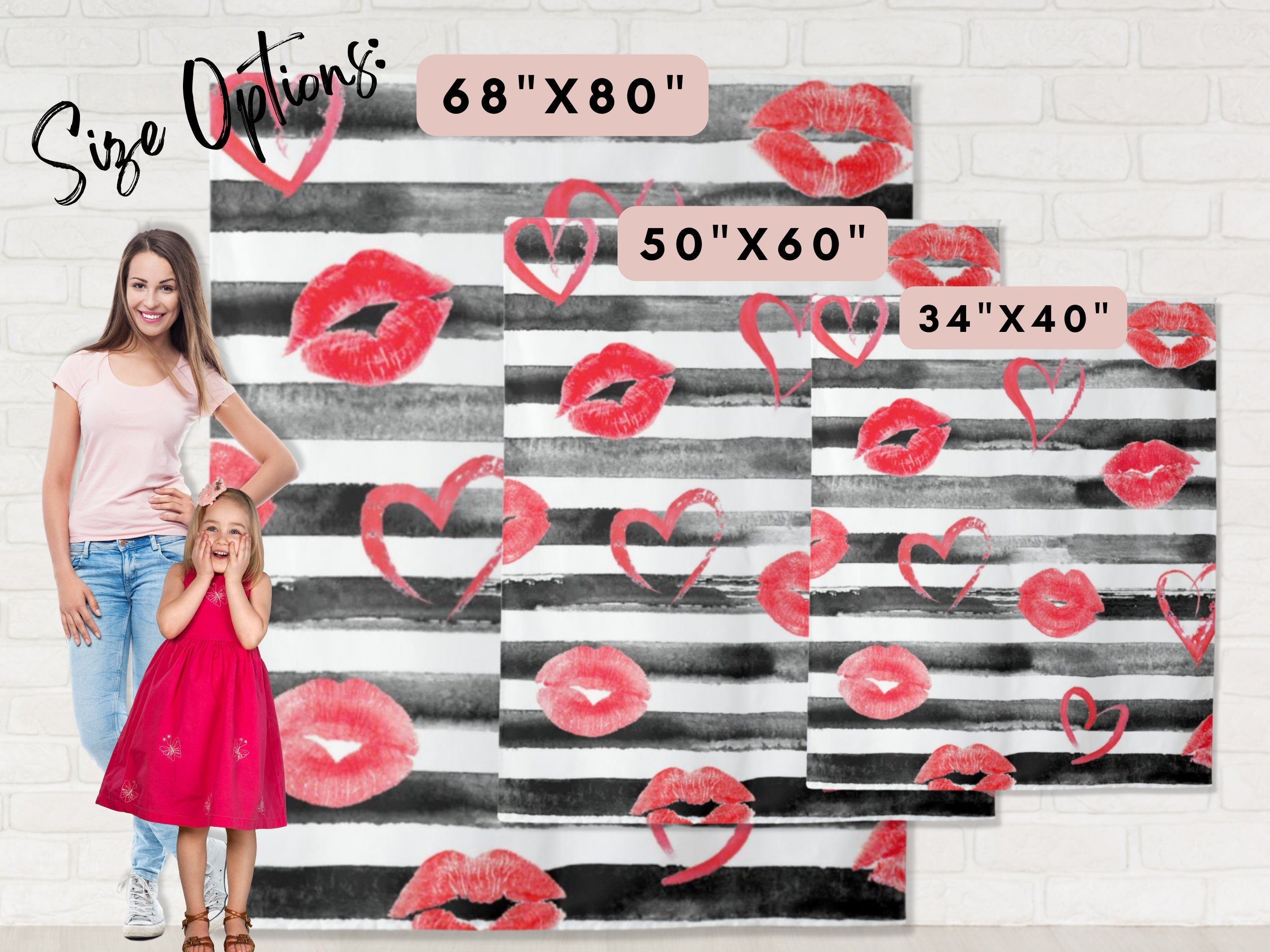 Black and White Watercolor with Red Lips Banner Backdrop