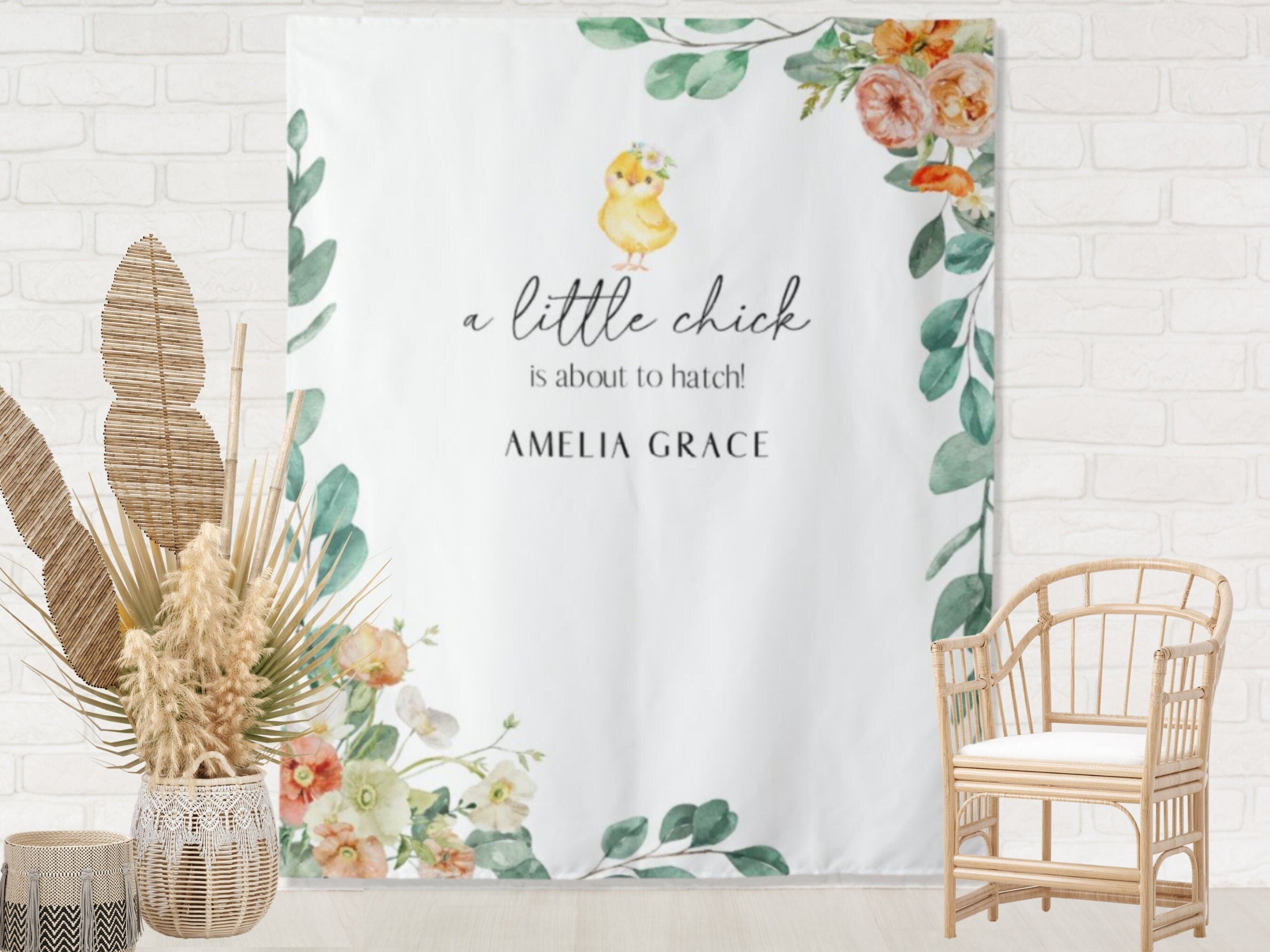 A Little Chick is About To Hatch Custom Baby Shower or Party Banner