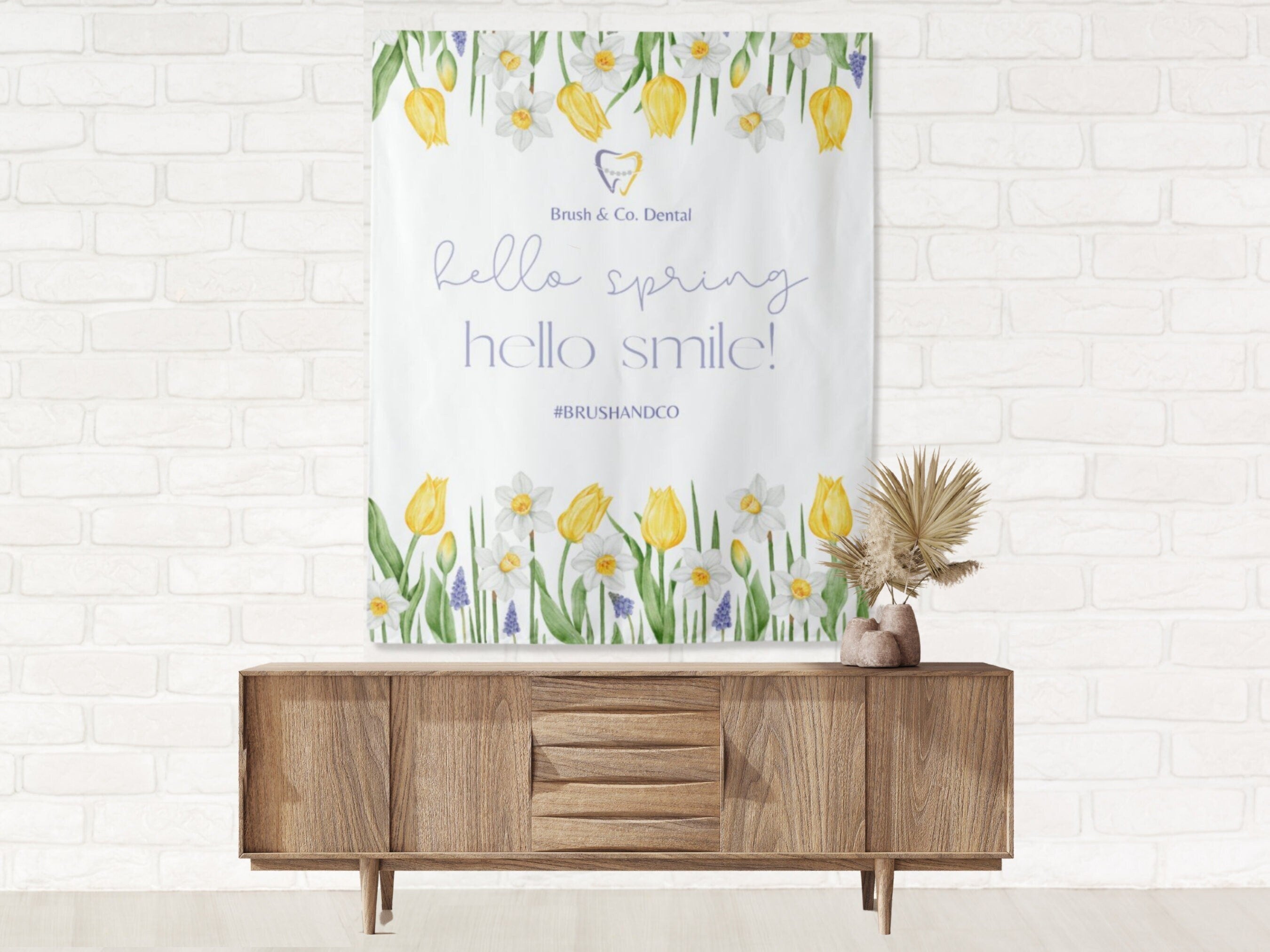 Hello Spring Smile Lavender Custom Logo Dentist Office Banner