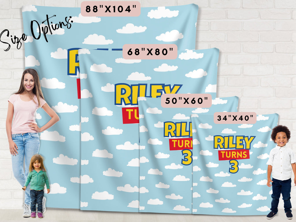 Toy Story Inspired Clouds Custom Banner Backdrop