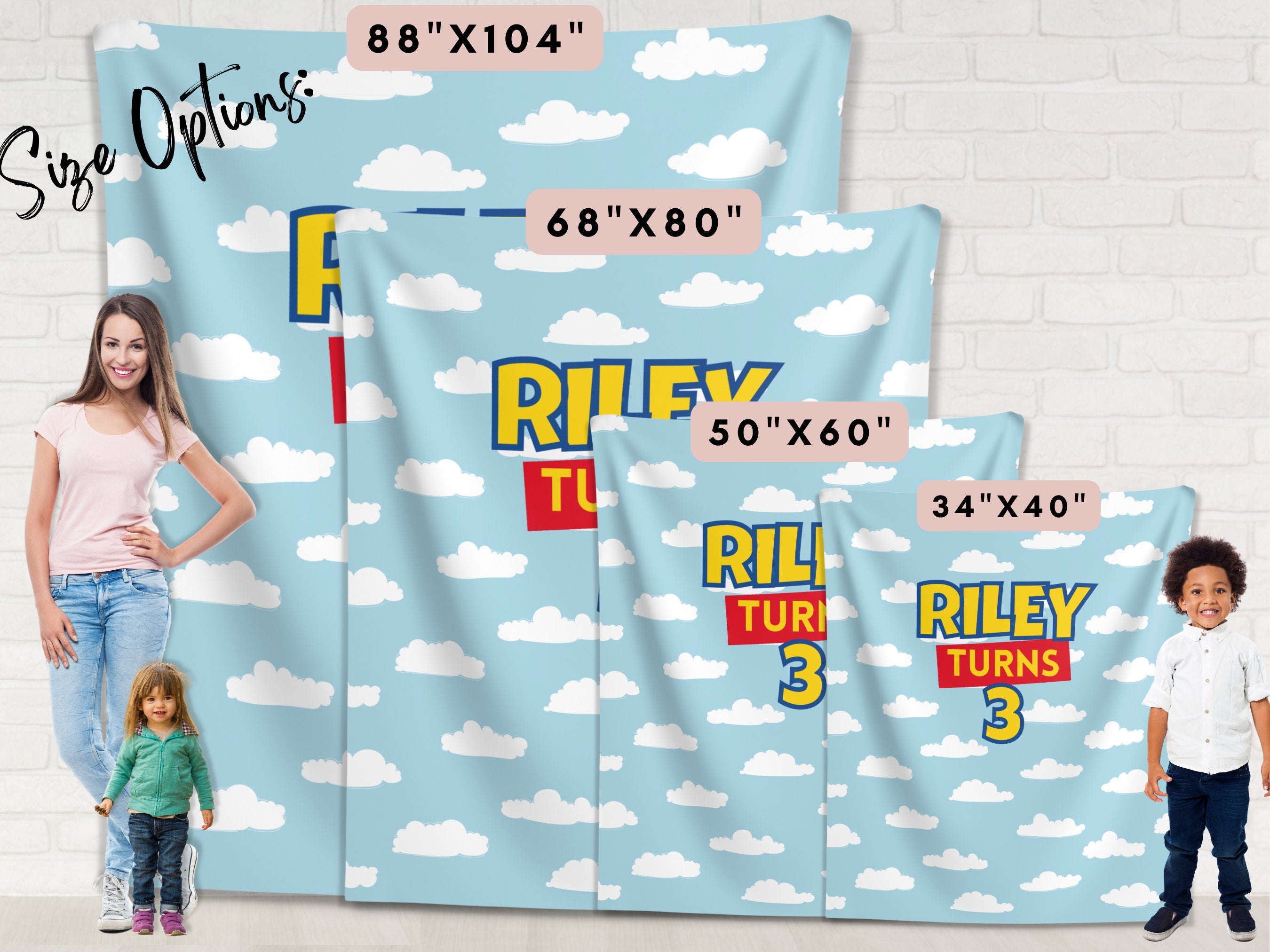 Toy Story Inspired Clouds Custom Banner Backdrop