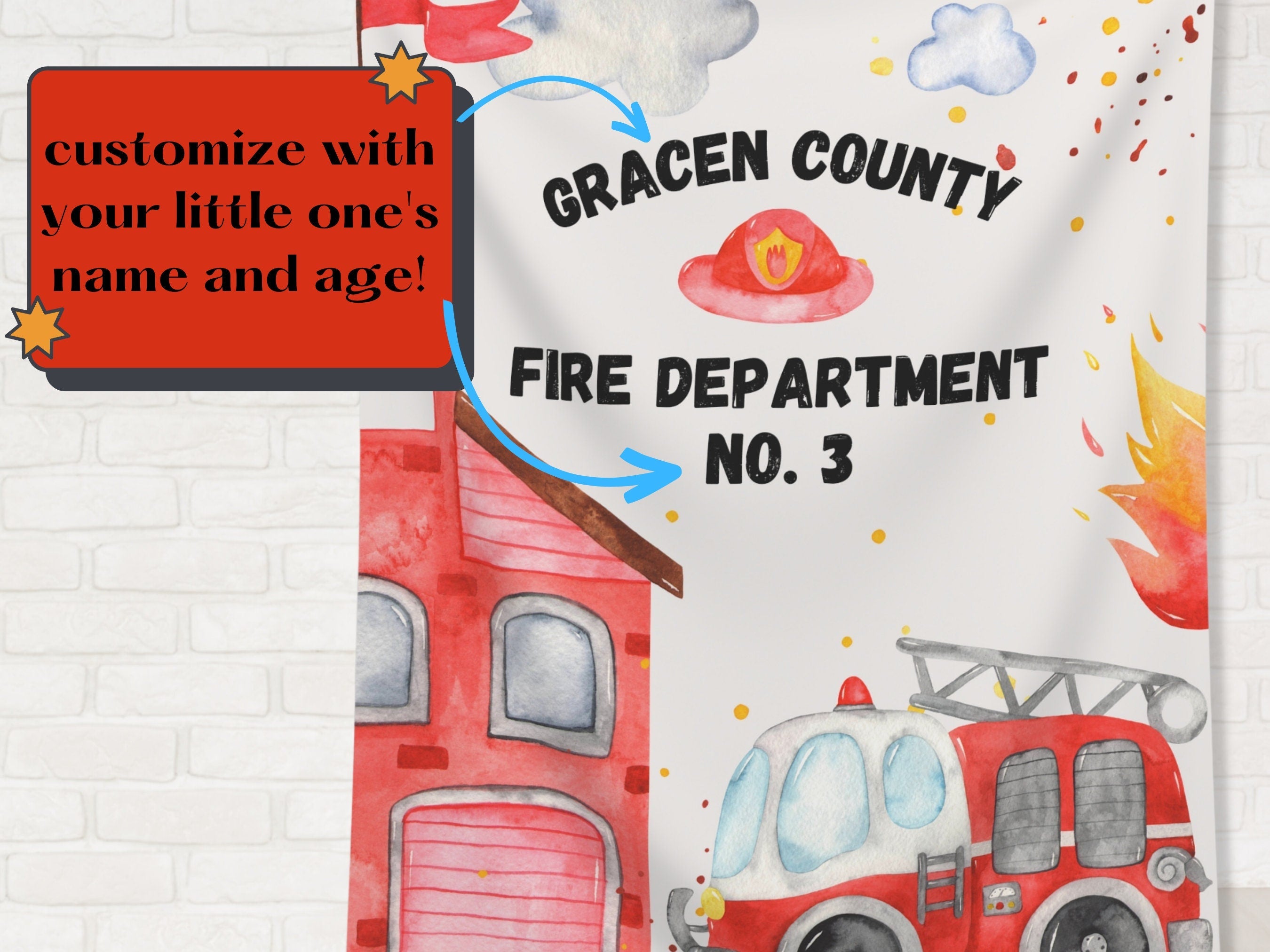 Little Firefighter Birthday Banner