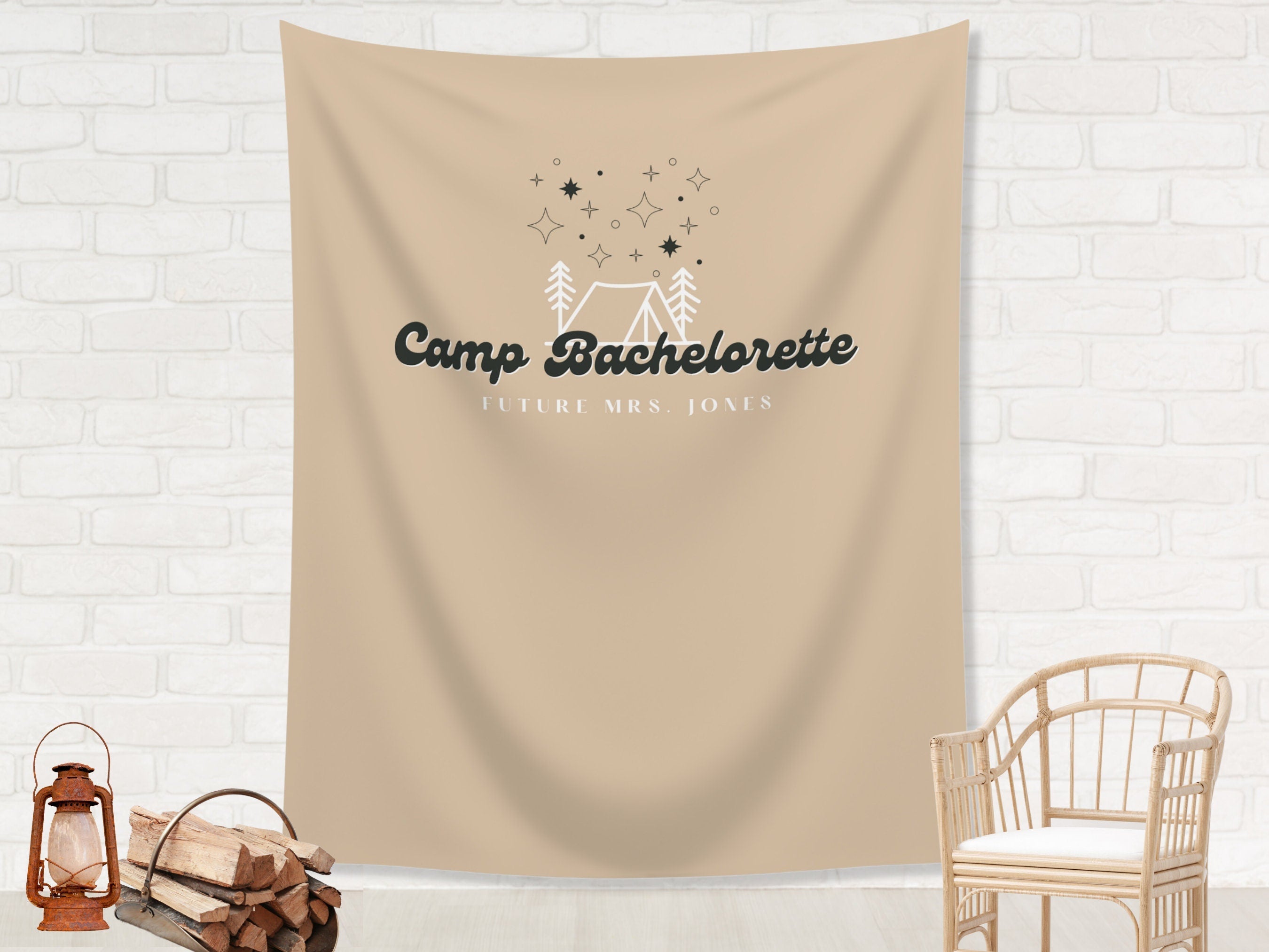 Retro Camp Bachelorette Party Custom Text Banner